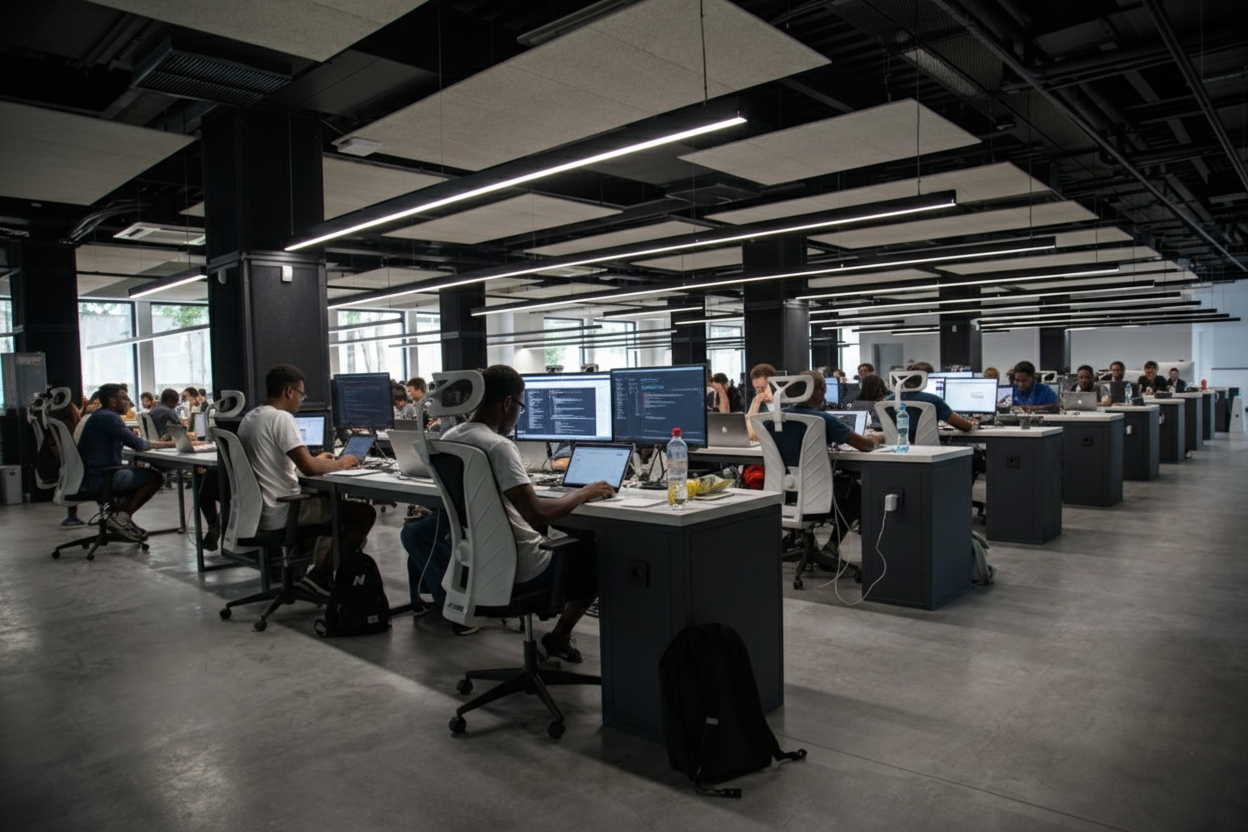 Innovative technology company team meeting and digital strategy session